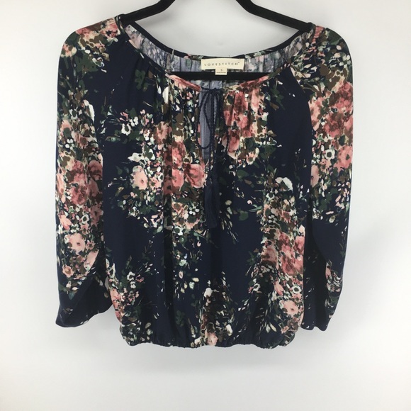 lovestitch | Tops | Anthropologie Lovestitch Floral Peasant Top | Poshmark